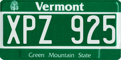 VT license plate XPZ925