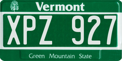 VT license plate XPZ927