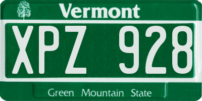 VT license plate XPZ928
