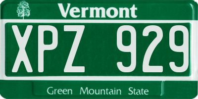 VT license plate XPZ929