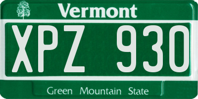 VT license plate XPZ930