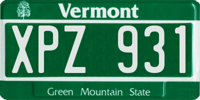 VT license plate XPZ931