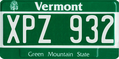 VT license plate XPZ932
