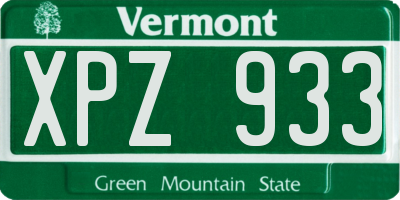 VT license plate XPZ933