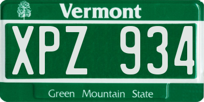 VT license plate XPZ934