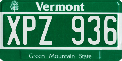 VT license plate XPZ936