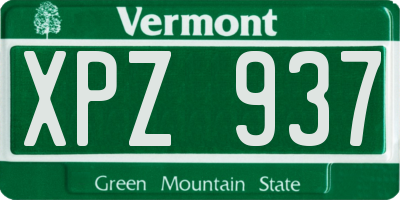 VT license plate XPZ937