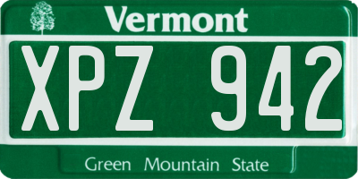 VT license plate XPZ942