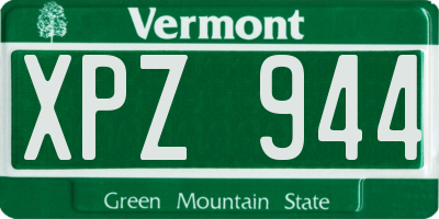 VT license plate XPZ944