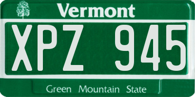 VT license plate XPZ945
