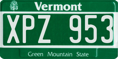 VT license plate XPZ953