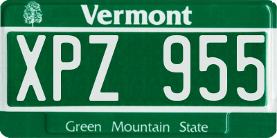 VT license plate XPZ955