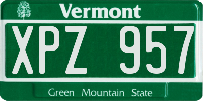 VT license plate XPZ957