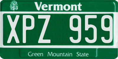 VT license plate XPZ959