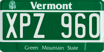 VT license plate XPZ960