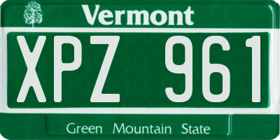 VT license plate XPZ961