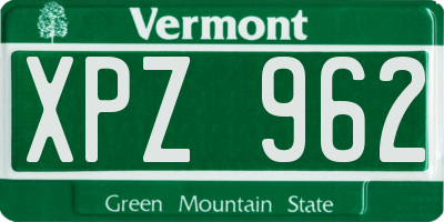 VT license plate XPZ962