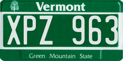 VT license plate XPZ963
