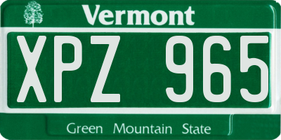 VT license plate XPZ965