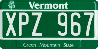 VT license plate XPZ967