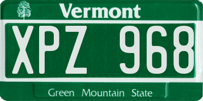 VT license plate XPZ968