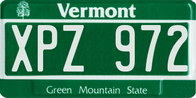 VT license plate XPZ972