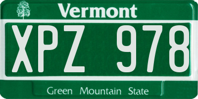 VT license plate XPZ978