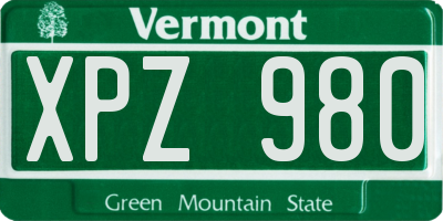 VT license plate XPZ980
