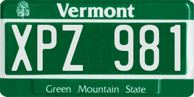 VT license plate XPZ981