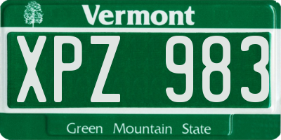 VT license plate XPZ983