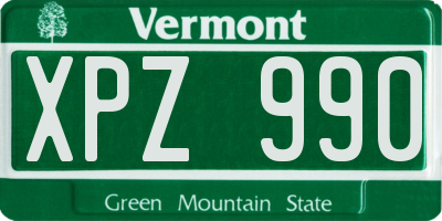 VT license plate XPZ990