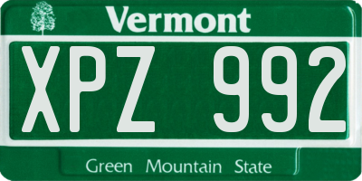 VT license plate XPZ992