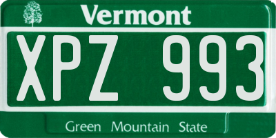 VT license plate XPZ993