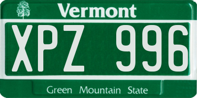 VT license plate XPZ996