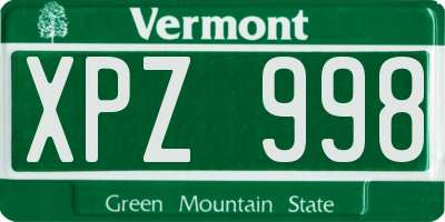 VT license plate XPZ998