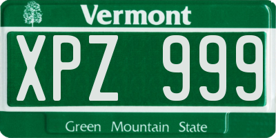 VT license plate XPZ999