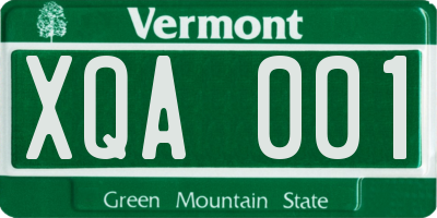VT license plate XQA001