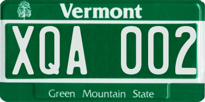 VT license plate XQA002