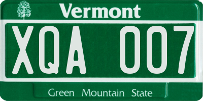 VT license plate XQA007