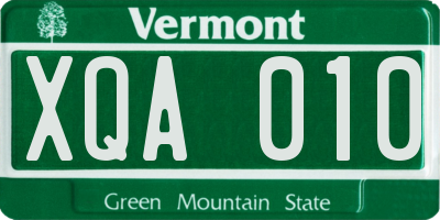 VT license plate XQA010