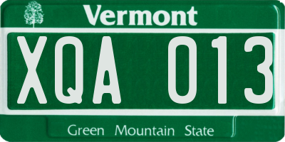 VT license plate XQA013