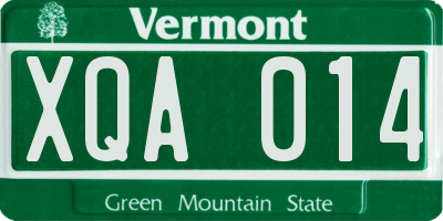 VT license plate XQA014