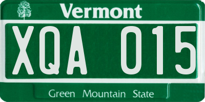 VT license plate XQA015