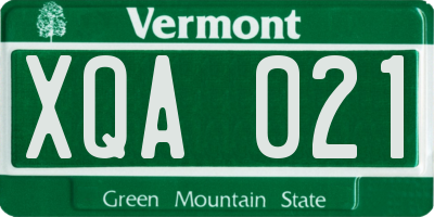 VT license plate XQA021