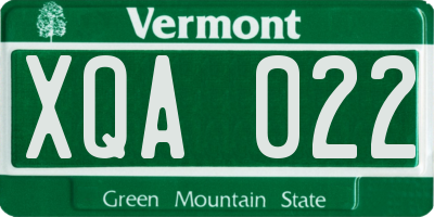 VT license plate XQA022