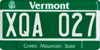 VT license plate XQA027