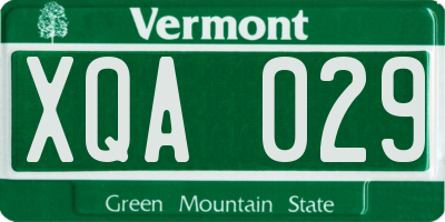 VT license plate XQA029