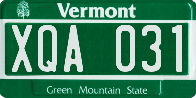 VT license plate XQA031