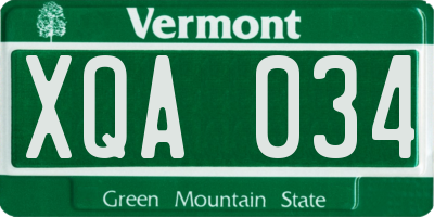 VT license plate XQA034