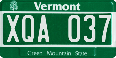 VT license plate XQA037